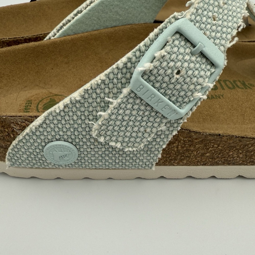 Birkenstock Gizeh Sandals Vegan Textured M6/W8 Slip On Light Blue T-Bar Thong - Picture 6 of 8